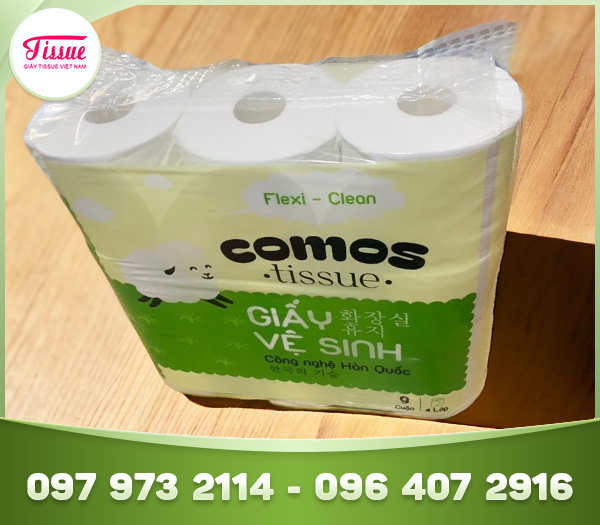 Giấy vệ sinh cao cấp COMOS 9 cuộn 4 lớp
